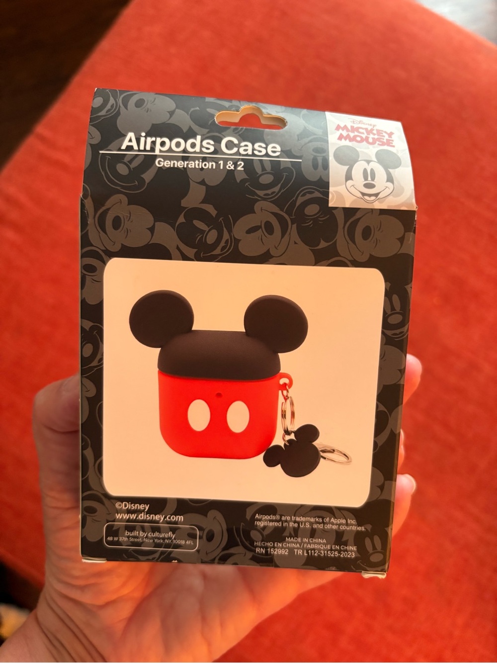 NIB Disney Mickey Mouse molded silicone AirPods case for Generations 1 and 2